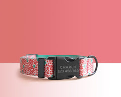 Red Green Lightweight Dog Collar, Personalized Premium Dog Collar or Dog Collar and Leash Set with Matching Bowtie *Detachable