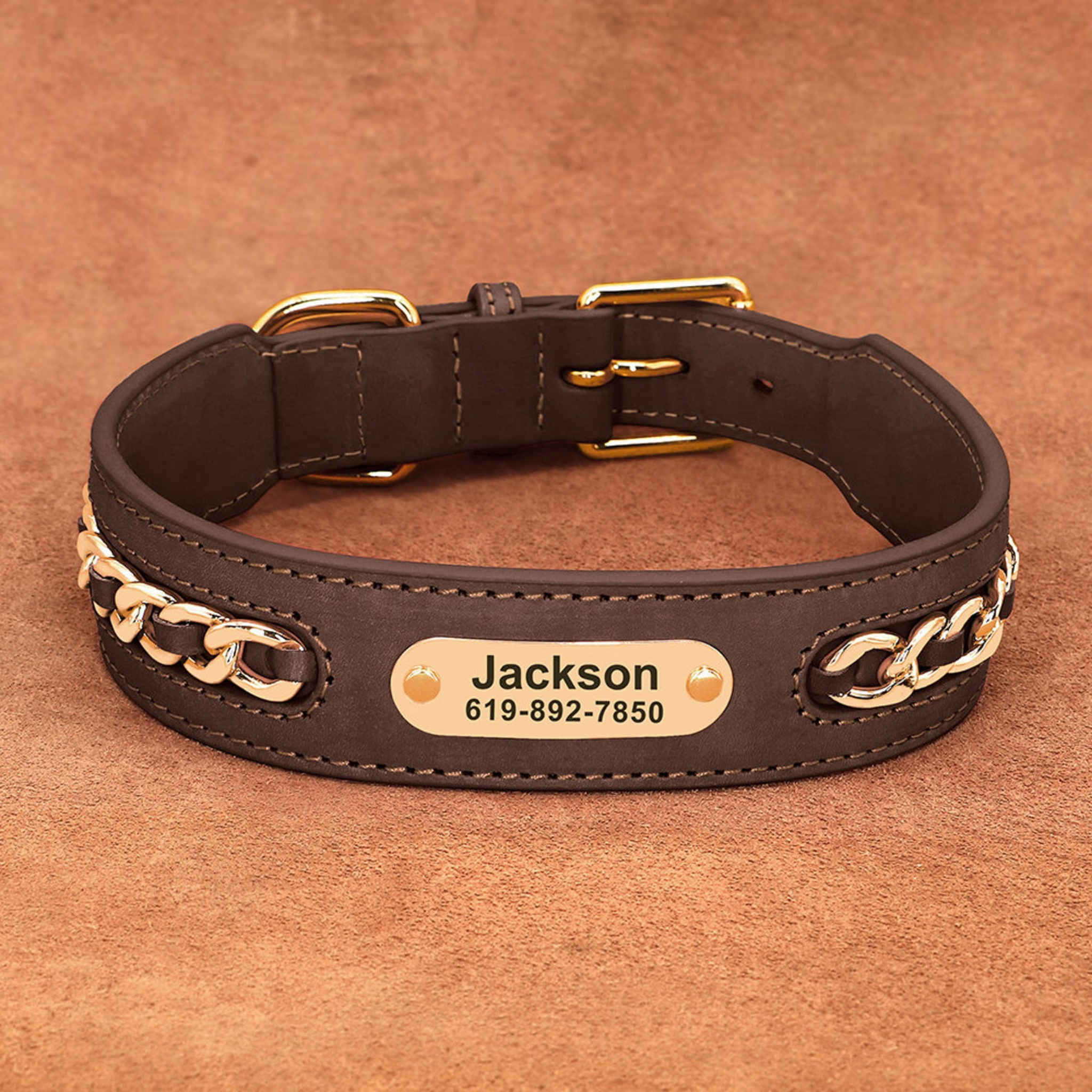 Personalized leather dog sales collars