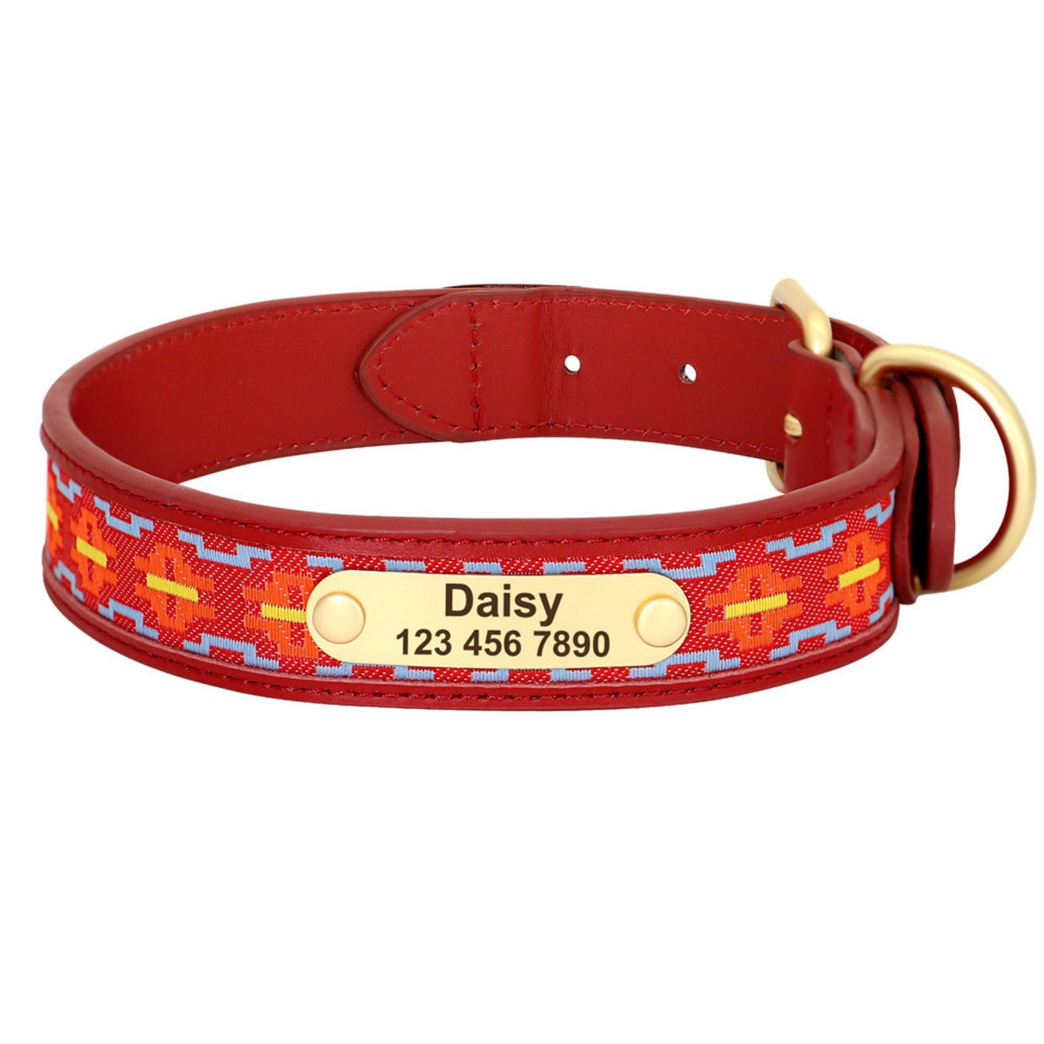 Red color leather dog collar