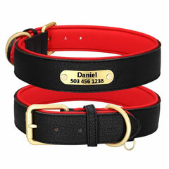 Personalized PU Leather Dog Collar with ID Tags
