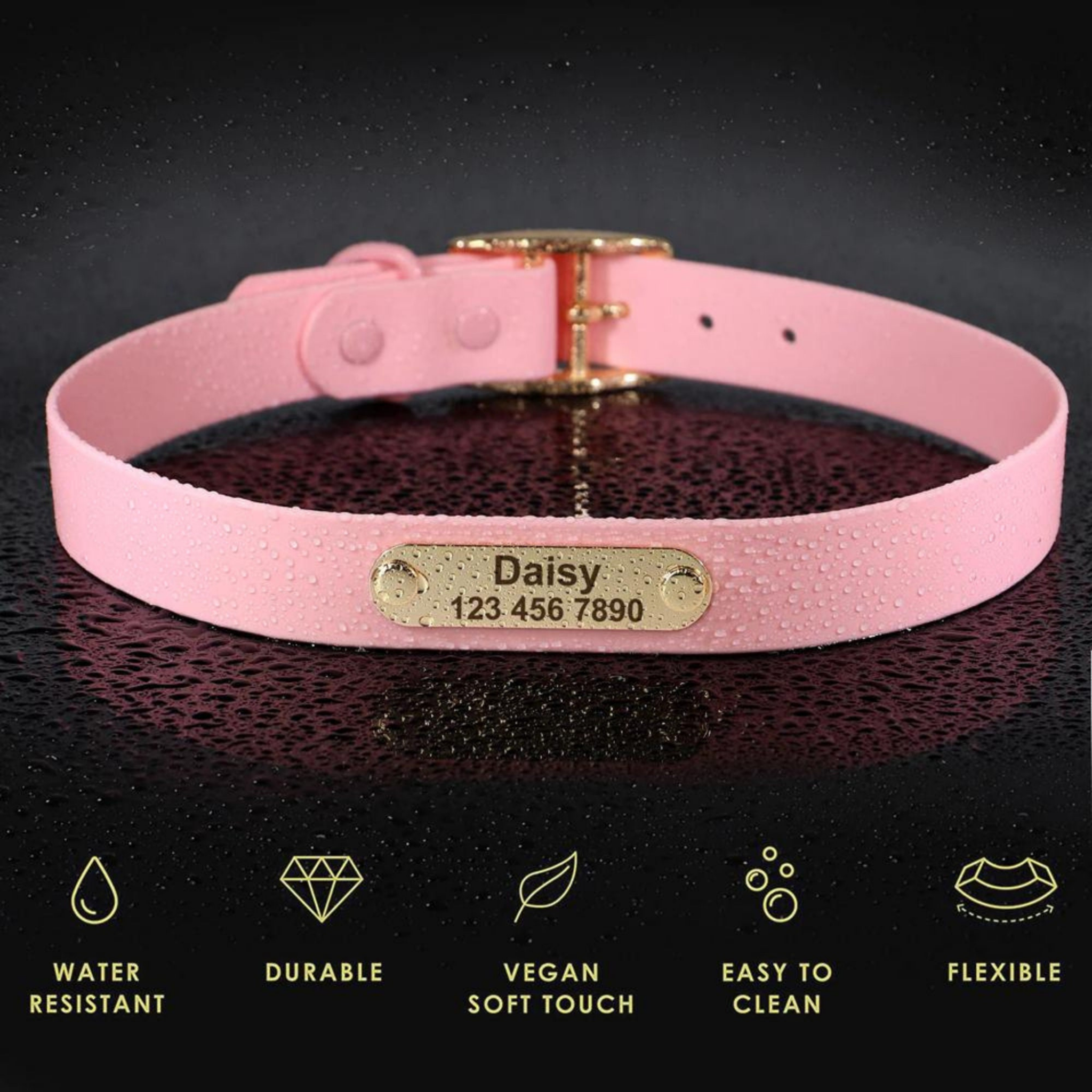 Custom engraved dog collars or leashes set for small and large dogs are made of high-quality water-proof PVC material
