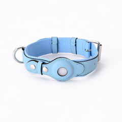 Vegan Leather blue color dog collar