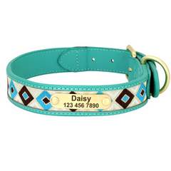 Blue color leather dog collar