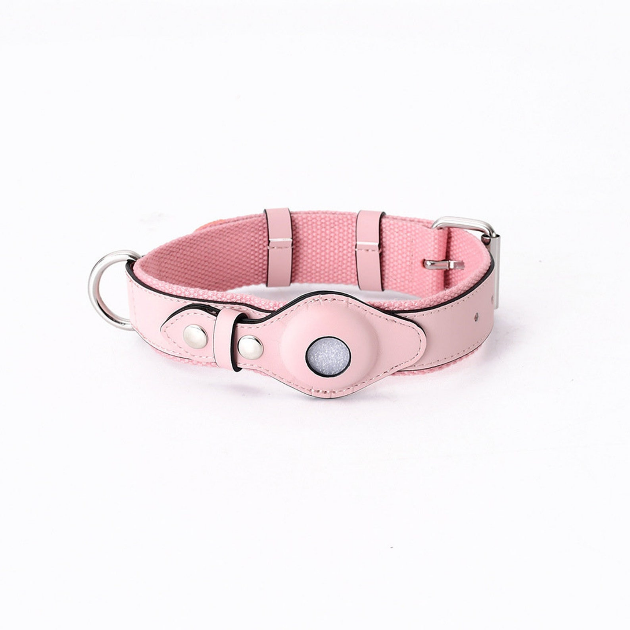 Vegan Leather pink color dog collar