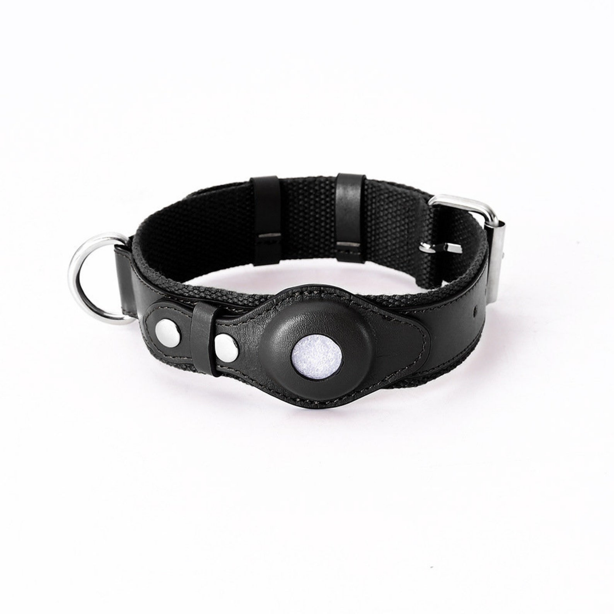 AirTag Genuine Leather/Vegan Leather Dog Collar, Adjustable