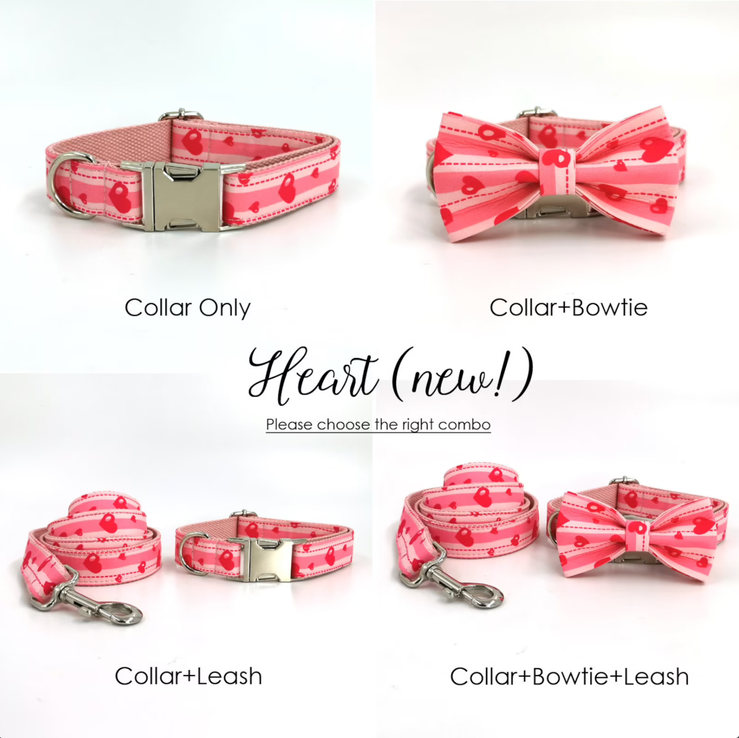 Heart Tie-dye Tribal Plaid Custom Dog Collar Set