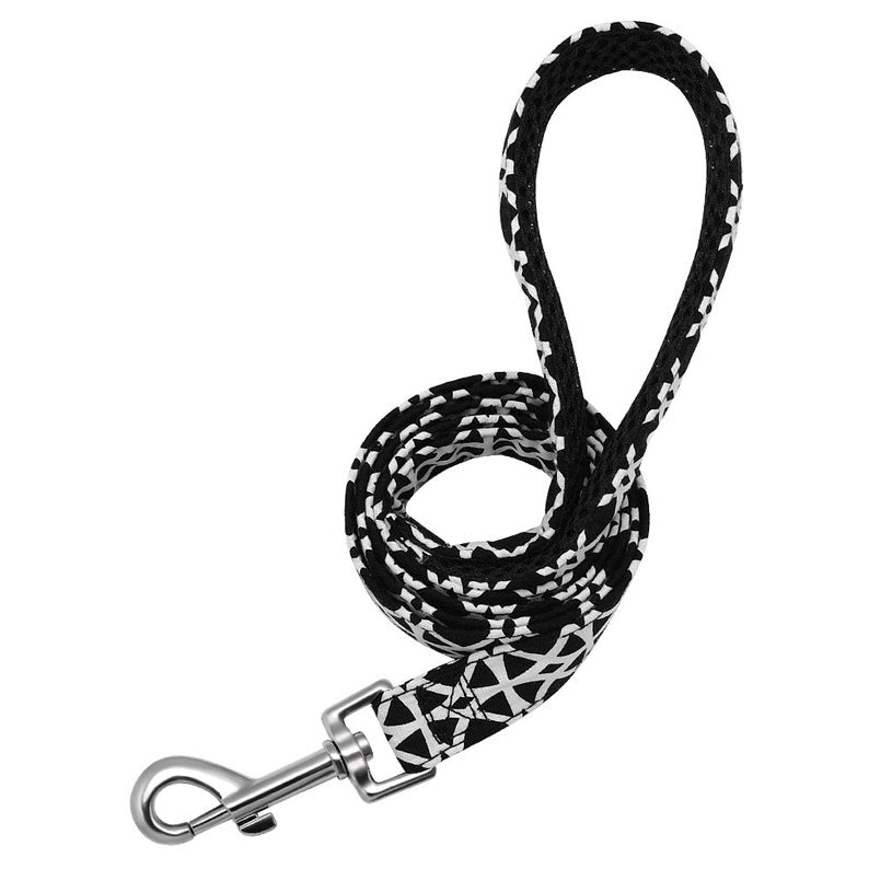 Custom Black and White Dog Collar & Leash