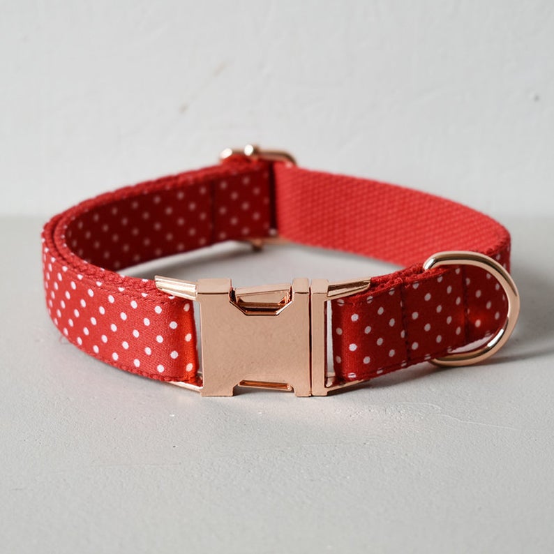 Bow Tie Polka Dot Custom Dog Collar Set