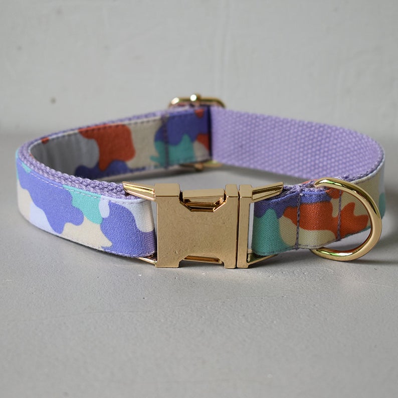 Personalized Camouflage Bow Tie Dog Collar Set