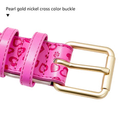 Heart Print PU Leather Personalized Dog Collar