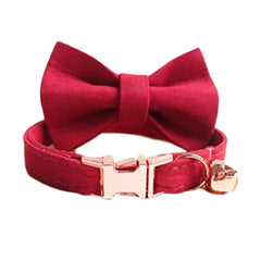 Puppy Tiny Solid Dog Collar Bowtie and Bell