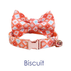 Colorful Bow Tie Personalized Dog Collar Set