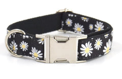 Black Daisy Custom Dog Collar Combo Set