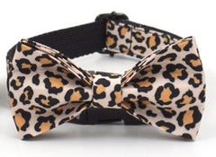 Brown Leopard Dog Collar Bow Tie Set