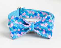 Personalized Mermaid Bow Tie Dog Collar Set