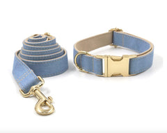 Light Jean Personalized Dog Collar Combo