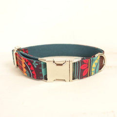 Engraved Tribal Bow Tie Dog Collar Set