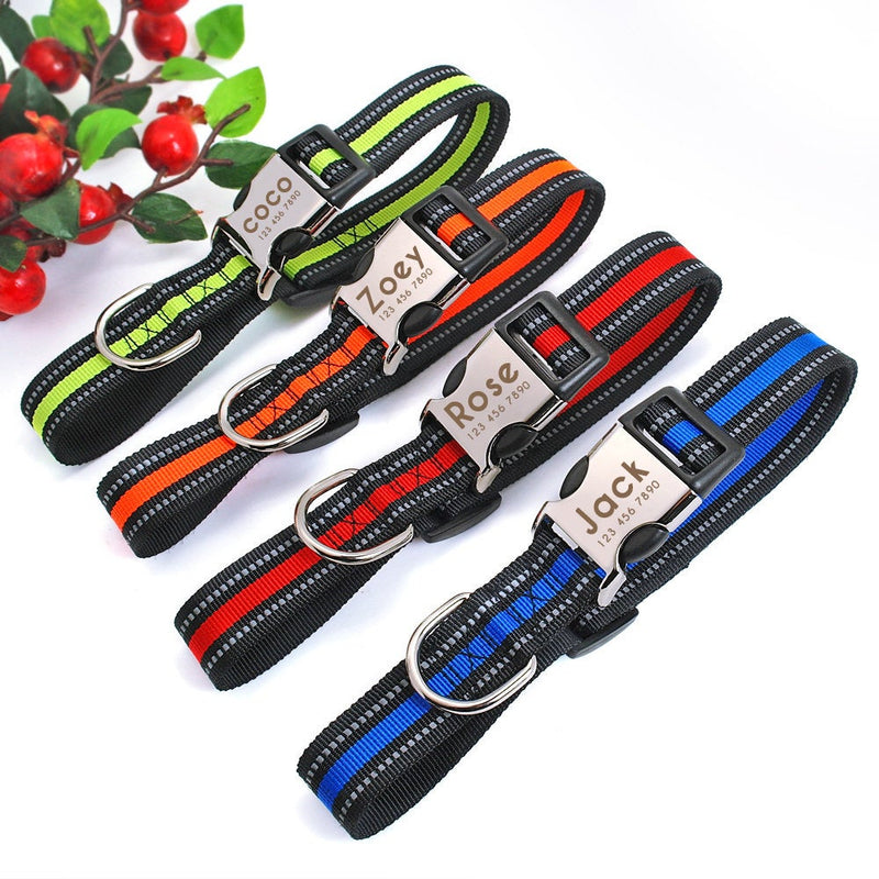 Personalized  Nylon Reflective Dog Collar