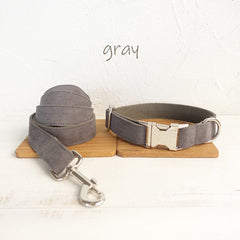 Personalized Laser Engraved Handmade Solid Colour Velvet Dog Collar / Leash / Detachable Bowtie, different combos available