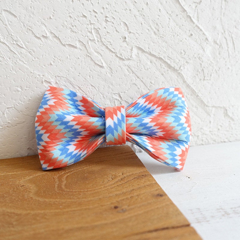 Handmade Wave Bow Tie Dog Collar Set