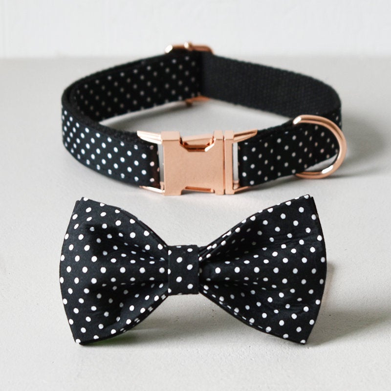 Bow Tie Polka Dot Custom Dog Collar Set
