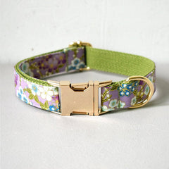 Handmade Personalized Floral Dog Collar Set
