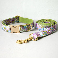 Handmade Personalized Floral Dog Collar Set