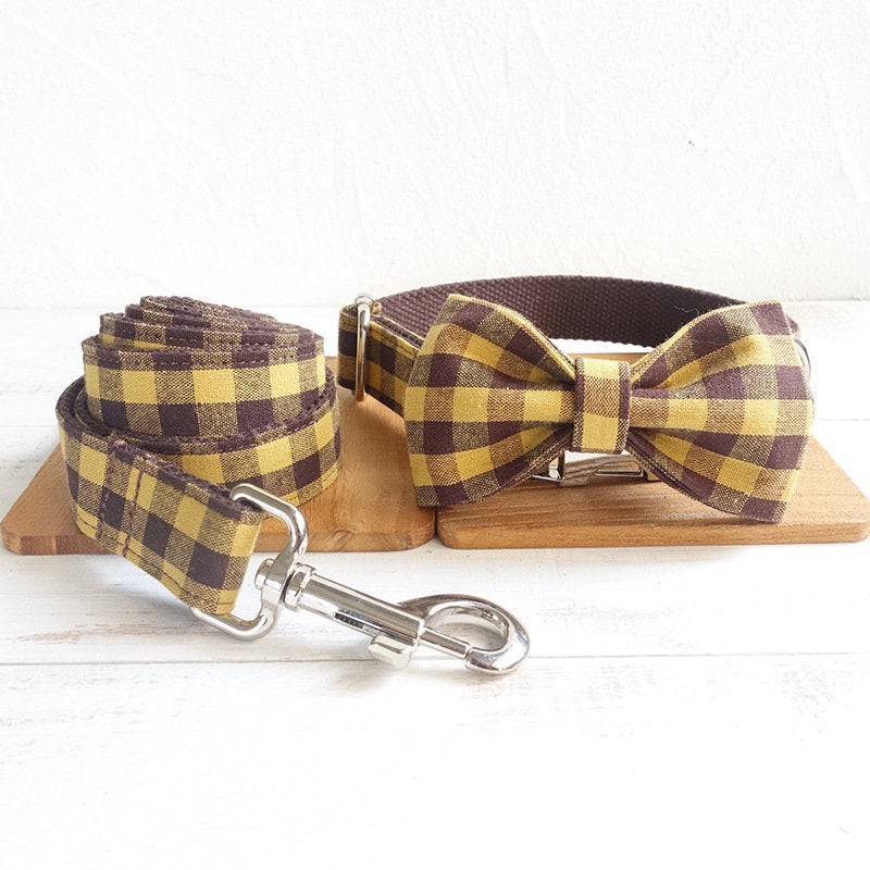Bow Tie Personalized Dog Collar and Lead Set