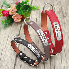Personalized Laser Engraved Leather Dog Collar