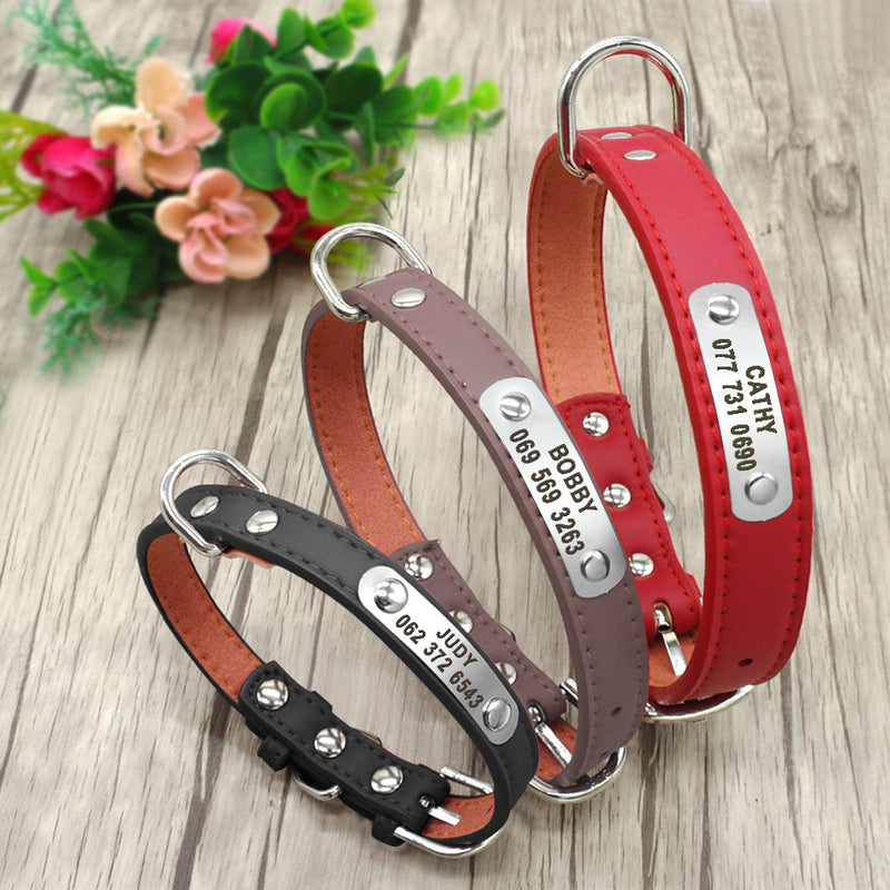 Personalized Laser Engraved Leather Dog Collar