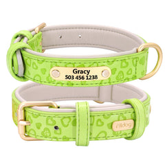 Heart Print PU Leather Personalized Dog Collar