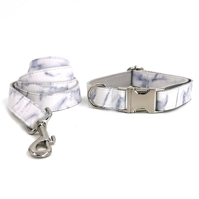 Handmade Engraved  Dog Bowtie Collar Set