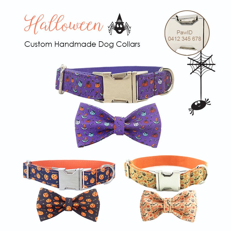 Personalized Halloween Theme Dog Collar Set