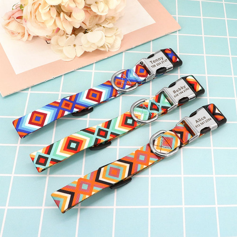 Vibrant Diamond Pattern Dog Collar