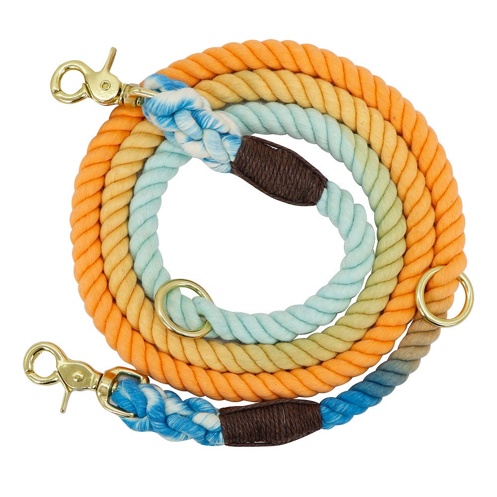 Braided Rope Dog Leash in Tie Dye Multi-purpose, 6ft/180cm, Hands free