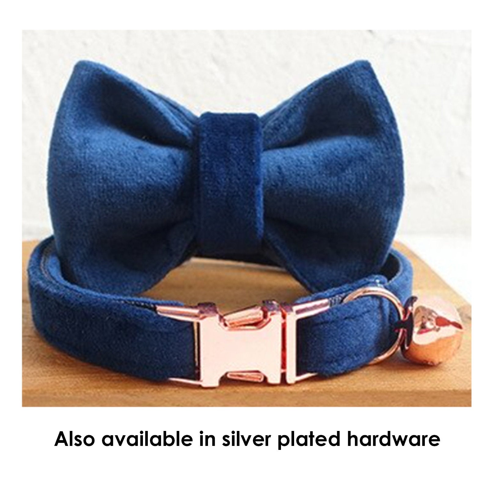 Velvet Personalized  Pet collar with removable bowtie