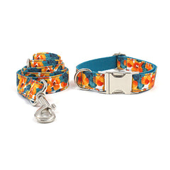 Personalized Orange Flower Bow Tie Collar Set