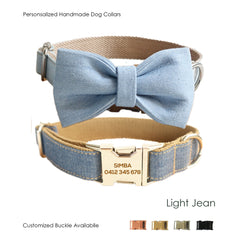 Handmade Jean Custom Dog Collar Set