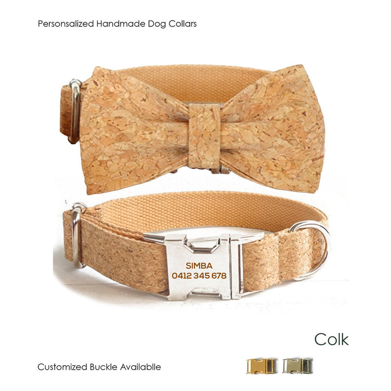 Personalized Cork Pattern Dog Collar and Leash