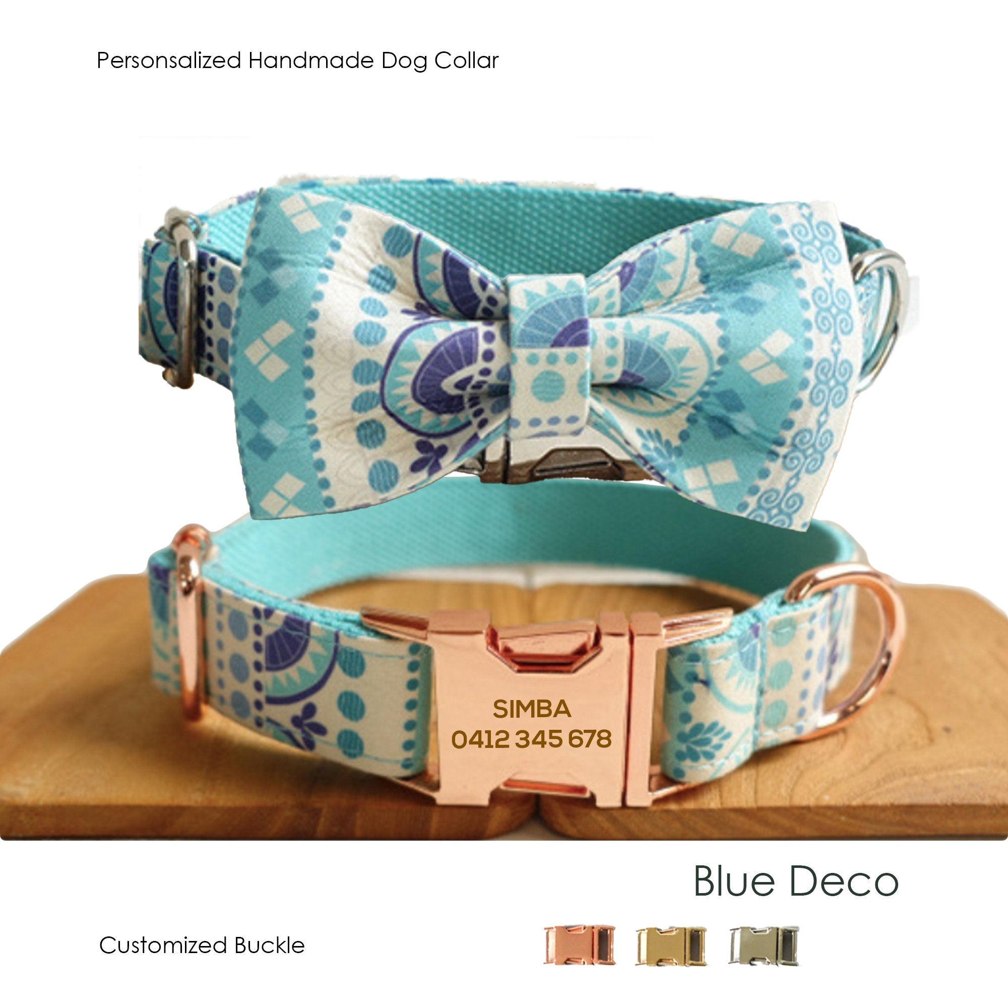 BLUE DECO Dog Collar Custom Combo