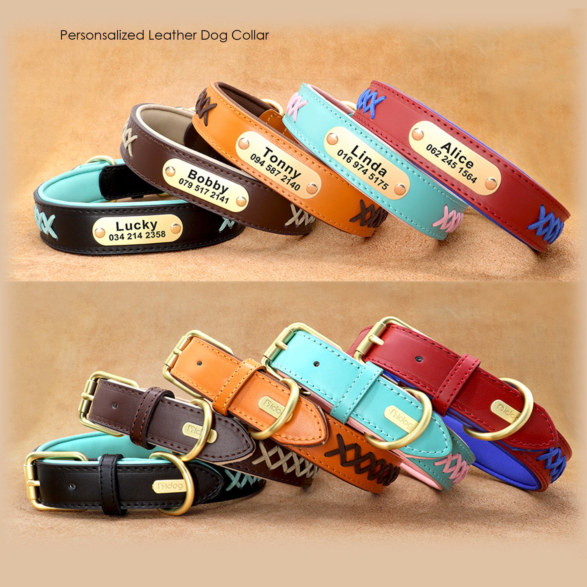 Genuine Leather Custom Id Dog Collar