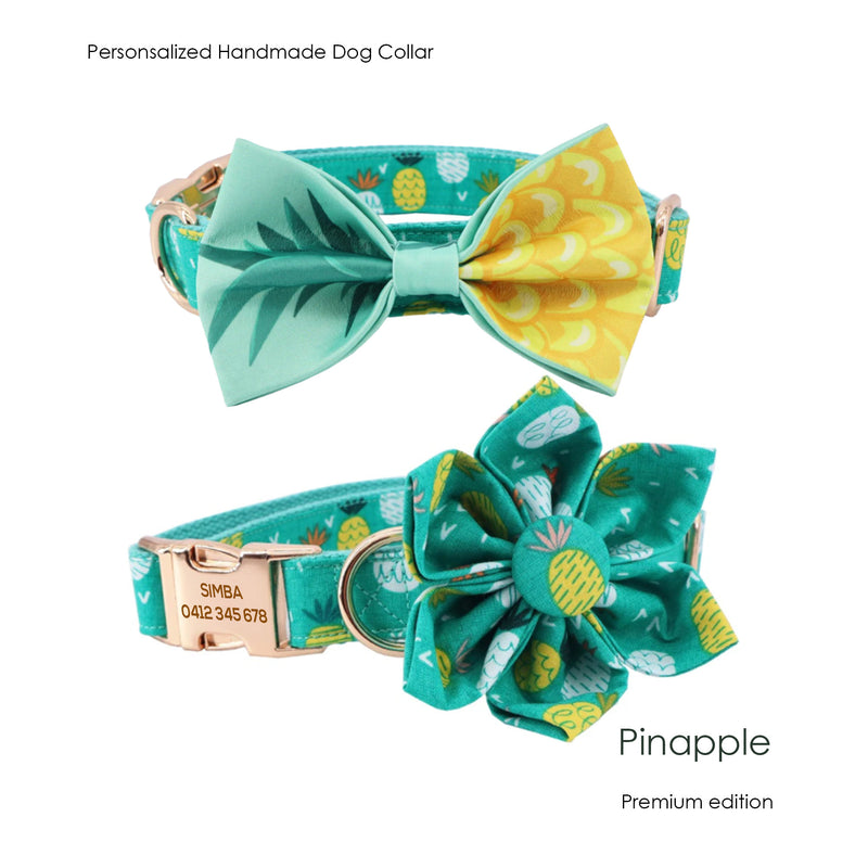 Pineapple Custom Dog Collar lead set