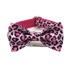 Personalized Pink Leopard Dog Collar Set