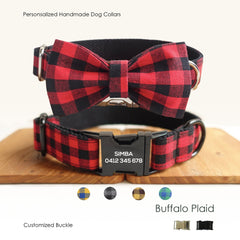 Bow Tie Personalized Dog Collar and Lead Set