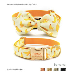 Personalized Banana Design Bowtie Dog Collar