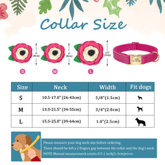 Velvet Floral Dog Collar with Custom ID