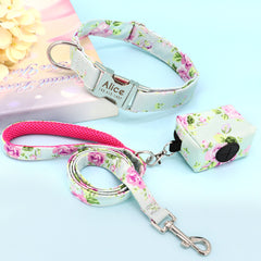 Custom Floral Engraved Dog Collar or Leash