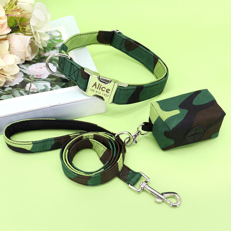 Personalized Camouflage Dog Collar Set