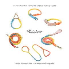 Multi-purpose Rope Dog Collar Leash and Martingale Collar with Leather