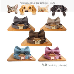 Detachable Bowtie Personalized Pet Collar Set